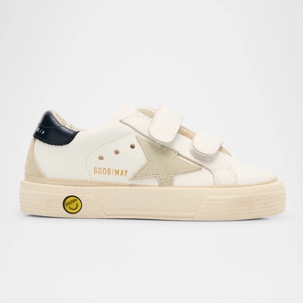 Golden Goose Baby May School Low-Top Leather Sneakers, Size 19